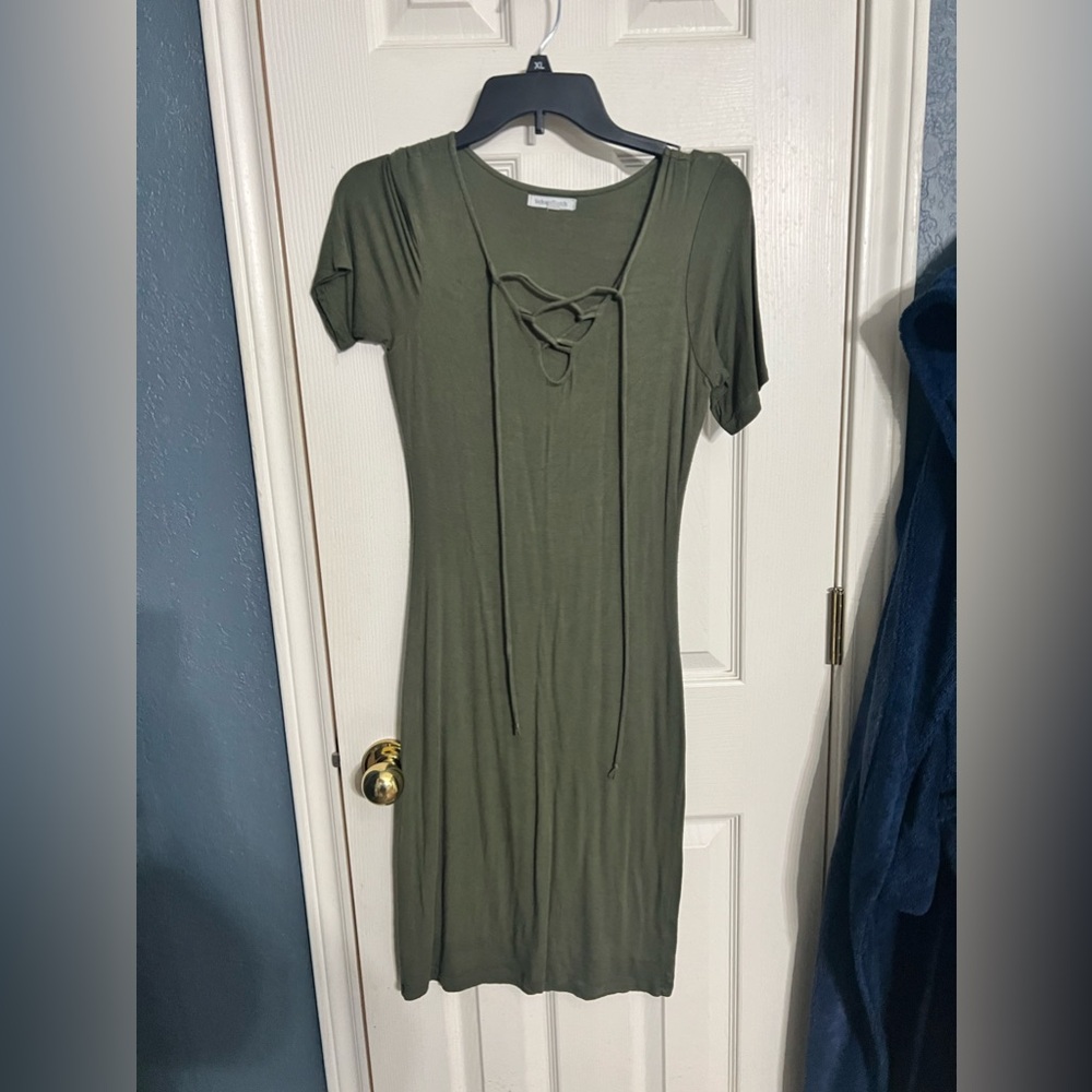 Olive form fitting dress
